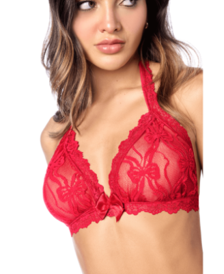 Ensemble sexy 2 pièces en dentelle romantique avec haut et string assorti 
